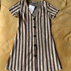 Zara brown knit button down dress